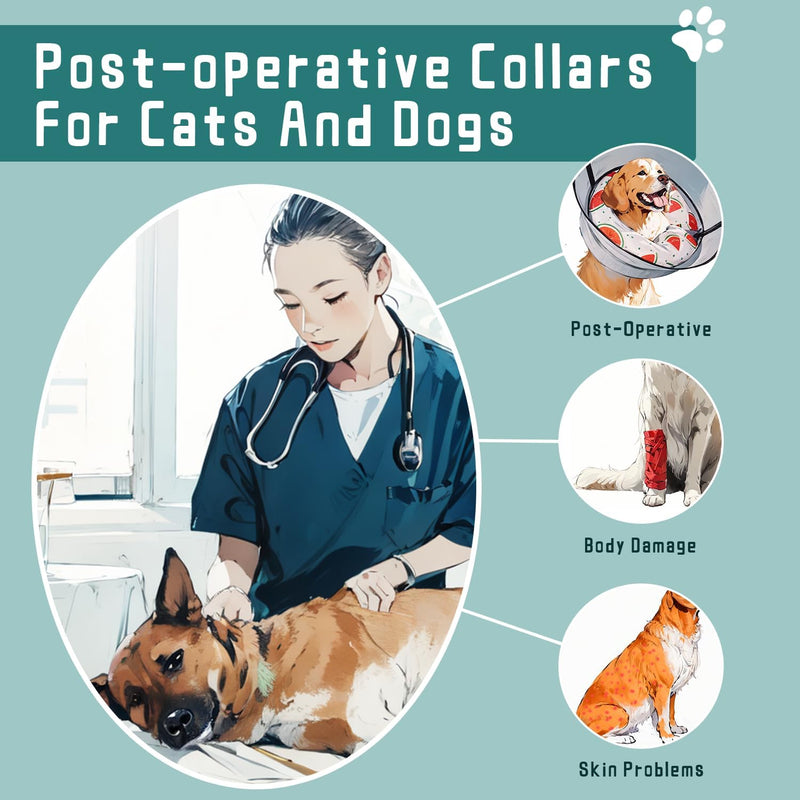 Inflatable Small Dog Cone Collar with Enhanced Anti-Licking, Dog Soft Neck Donut for Dogs Cats to Stop Licking, Dog Recovery Collar After Surgery with Adjustable Buckle Strap Watermelon S - PawsPlanet Australia