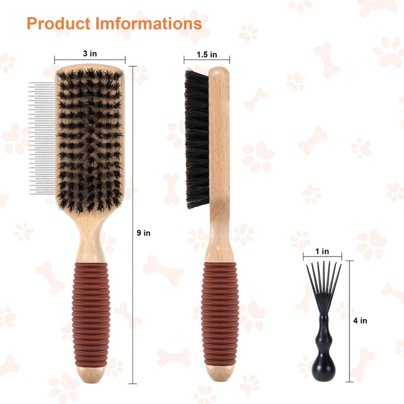 2 IN 1 Pin And Boar Bristle Brush for Dogs & Cats, Shedding Grooming Dog Brush for Short Haired Dogs, Cats, Pets with Beech Wood Rubber Handle - PawsPlanet Australia