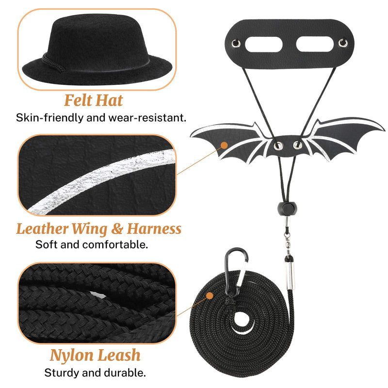 Bearded Dragon Lizard Leash Harness (S/M/L 3 Pack), Adjustable Leash Bat Wings Costume Accessories with Hat & Bow Tie Collar for Lizard Reptile, Gecko, Iguanas, Amphibians & Small Animals