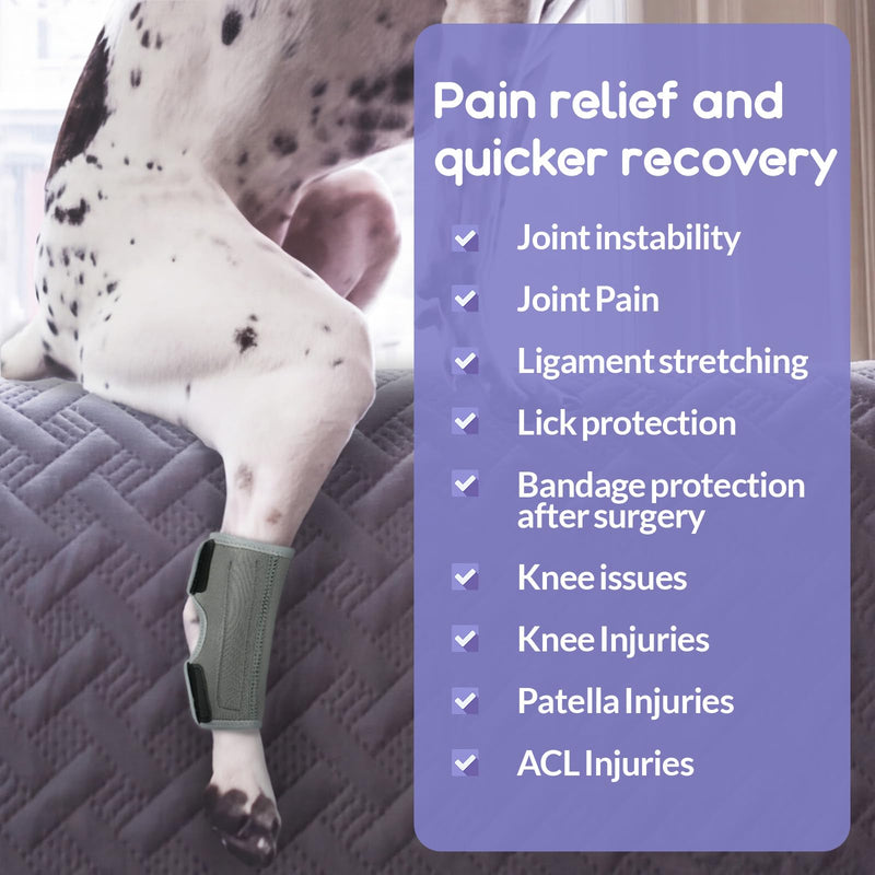 PUMYPOREITY 2Pcs Dog Rear Leg Hock, Joint Brace Hind Leg Wrap Protector and Extra Supportive, LegHock Joint Compression Sleeve for Wound Injury and Sprain Healing of Arthritis(Grey, M) 2Pcs-Grey
