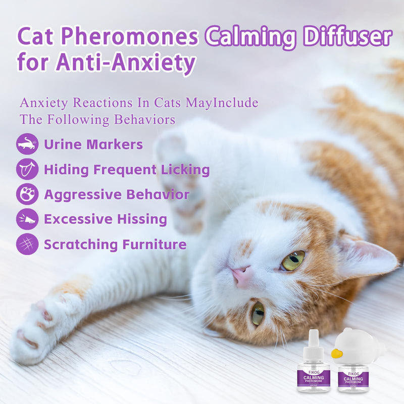 Cat Pheromones Calming Diffuser 60 Days Refill, Enhanced 3 in 1 Cat Calming Diffuser, Drug Free Solution, Vet Recommended, Effectively Reduce Chasing, Fighting, Scratching, Blocking or Hissing - PawsPlanet Australia