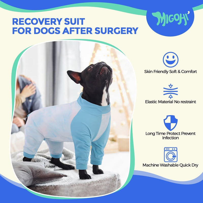 MIGOHI Full Body Dog Recovery Suit,Breathable Recovery Suit for Female Male,Dog Onesie,Anti-Licking Dog Pajamas Suit,Dog Surgery Suit Female Spay,Surgical Recovery Suit for Small Dogs,S,Blue Blue - PawsPlanet Australia