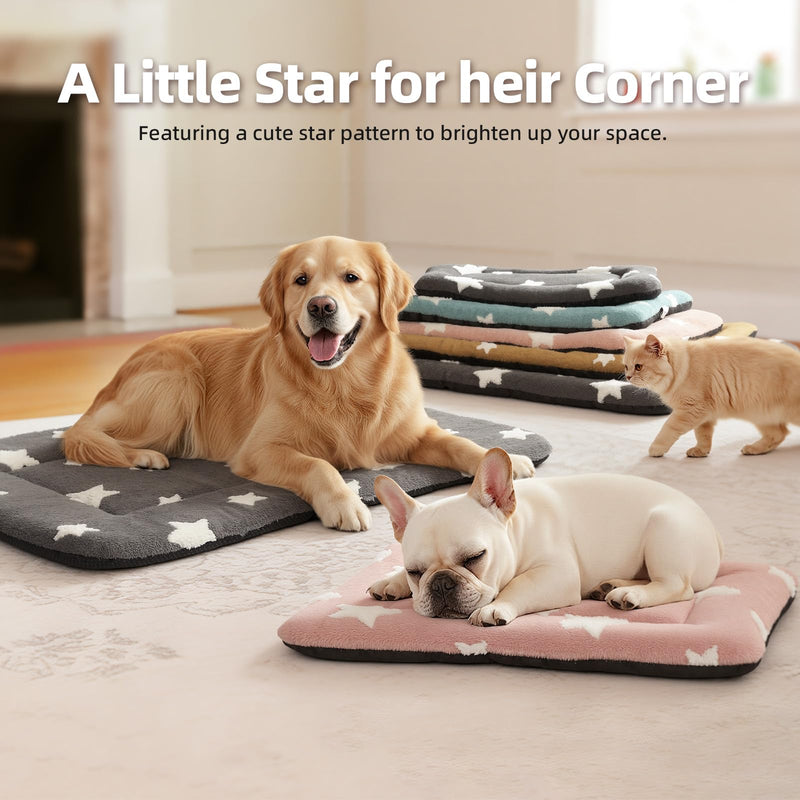 MORA PETS Cat Bed Mattress Small Flat Dog Crate Mat 56 x 33cm Washable Pet Bedding Soft Puppy Cushion Anti-slip Kitten Bed Puppy Pillow Pad with Star Pattern Blue 56 x 33 x 3cm - PawsPlanet Australia