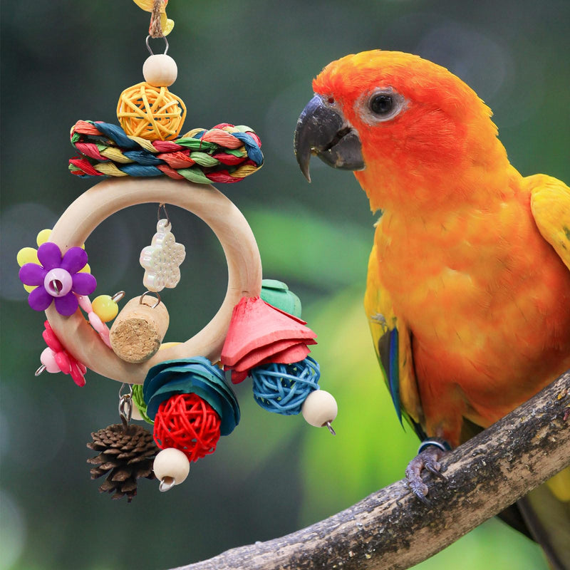 Bird Chewing Toys, Hanging Natural Materials Parrot Chew Toy, Bird Cage Accessories, Suitable for Small to Medium Birds Budgie Lovebirds Conures Parakeets Cockatiels