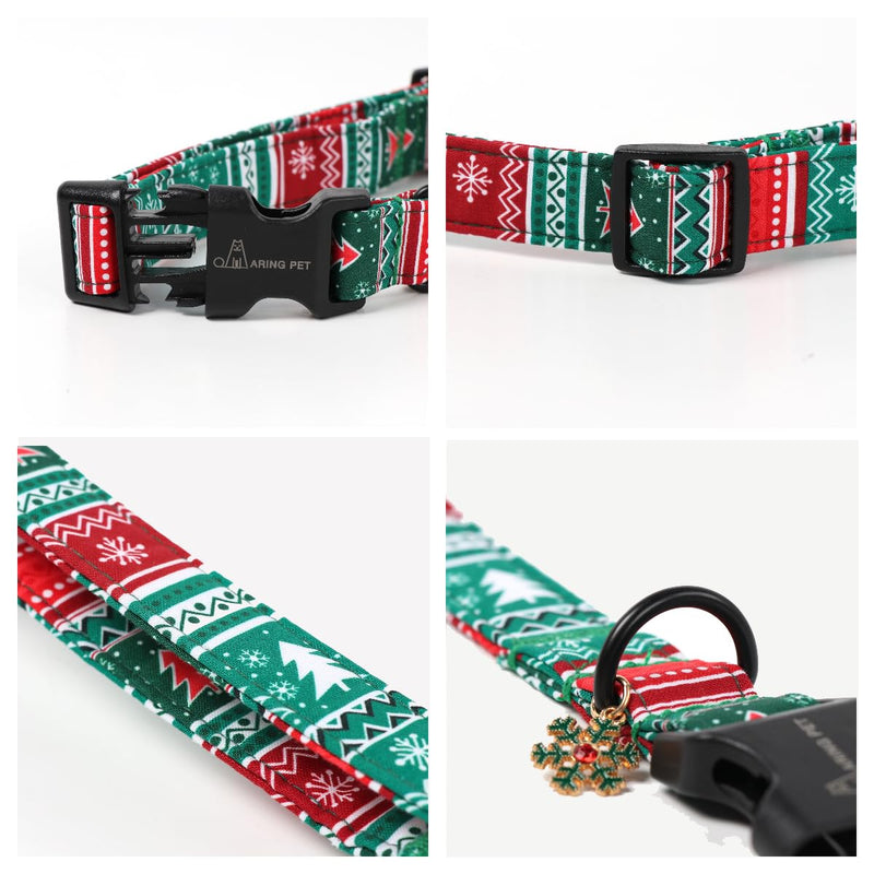 ARING PET Christmas Dog Collar, Cute Red Green Folk Cotton Pet Collars with Quick Release Buckle for Puppy Small Medium Large Boy Girl Dogs-L Christmas-Folk - PawsPlanet Australia
