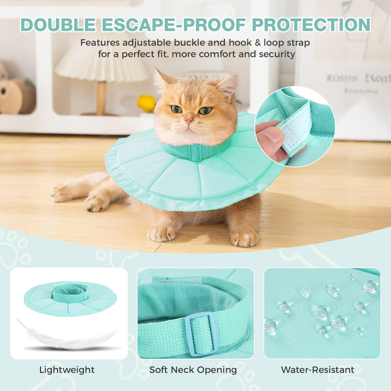 Avont Cat Recovery Suit Bundle with Adjustable Cat Recovery Collar, Soft Lightweight Donut Cone for Cats After Surgery -S