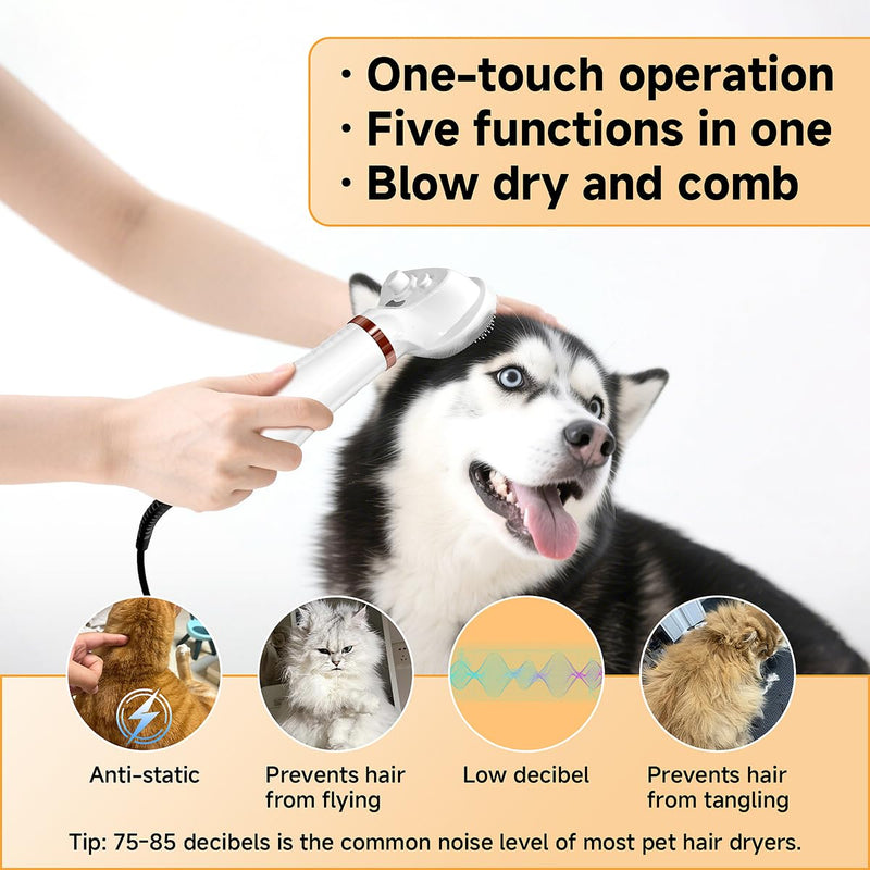Cat Dog Steam Brush with 600w High-Power Pet Dryer, Pet Spray HairRemoval Comb, 5 in 1 Cat & Dog Brush for Shedding,(Wired) (Rose Gold) Rose Gold