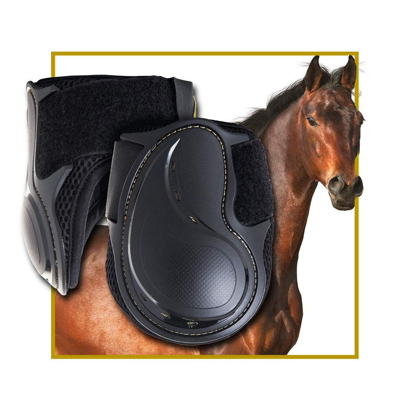 Kavallerie PRO-K Soft No Turn Bell Boots Ultimate Hoof Protection, with Anti-Spin Fastening System, Durable & Prevents Overreaching Small Fetlock Boots (Classic) Black