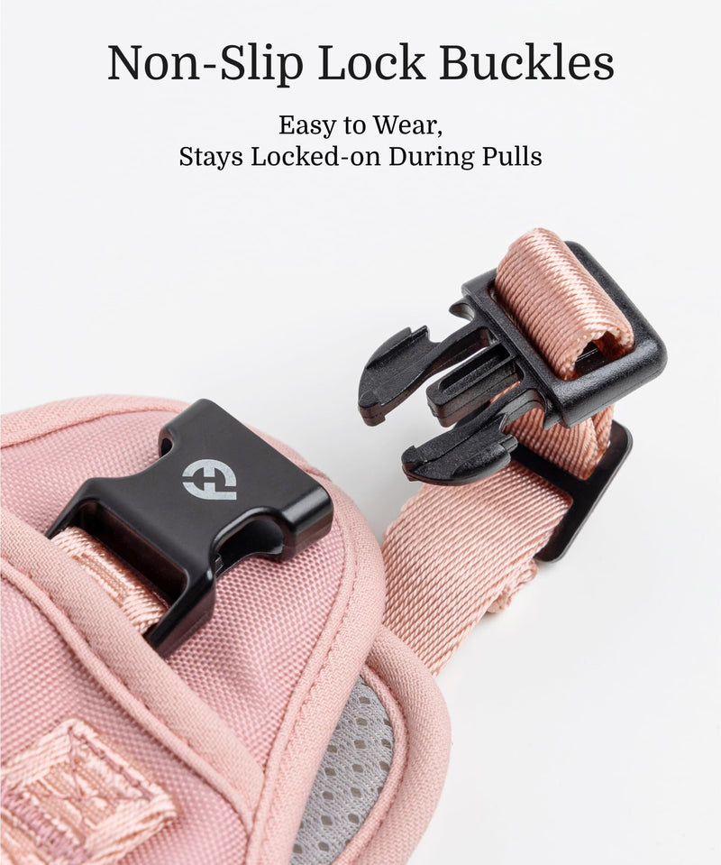 2025 New Edition, Fei & Eve Classic Dog Harness - Quick-Release Buckles | 3-Point No-Pull Control | Heavy-Duty 900D Nylon | Dual Safety Handles | Breathable Mesh | Adjustable Fit | Large,Pink Pink L - PawsPlanet Australia