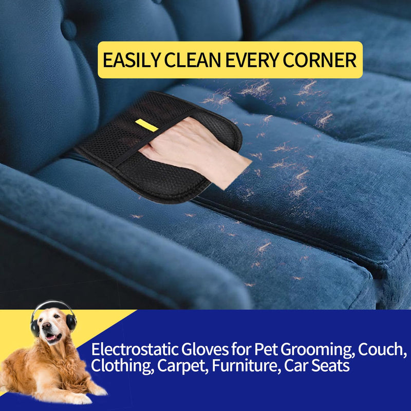 Pet Hair Removal Glove for Dogs & Cats-Upgraded Electrostatic Pet Hair Grooming Glove, Reusable Magic Brush Tool for Furniture, Couch, Carpet, Car Seats - PawsPlanet Australia