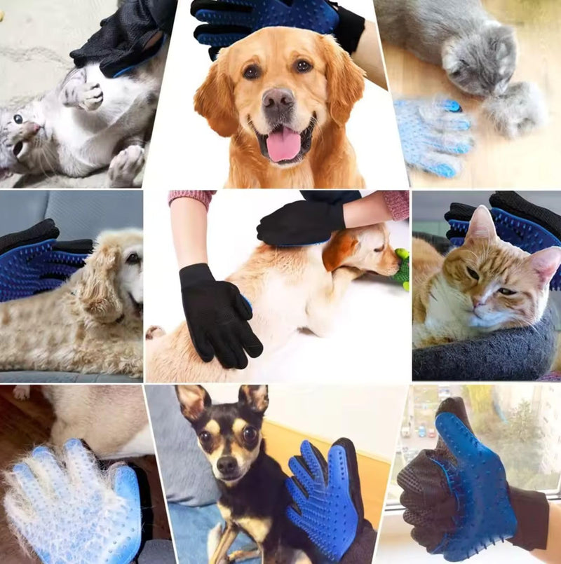 Pet Grooming Glove-Pet Hair Remover Glove- Perfect pet Cleaning Brush Glove- Perfect Washing Glove Brush of The Dog & pet for Short and Long Fur - 1 Pack (Right-Hand), Blue - PawsPlanet Australia