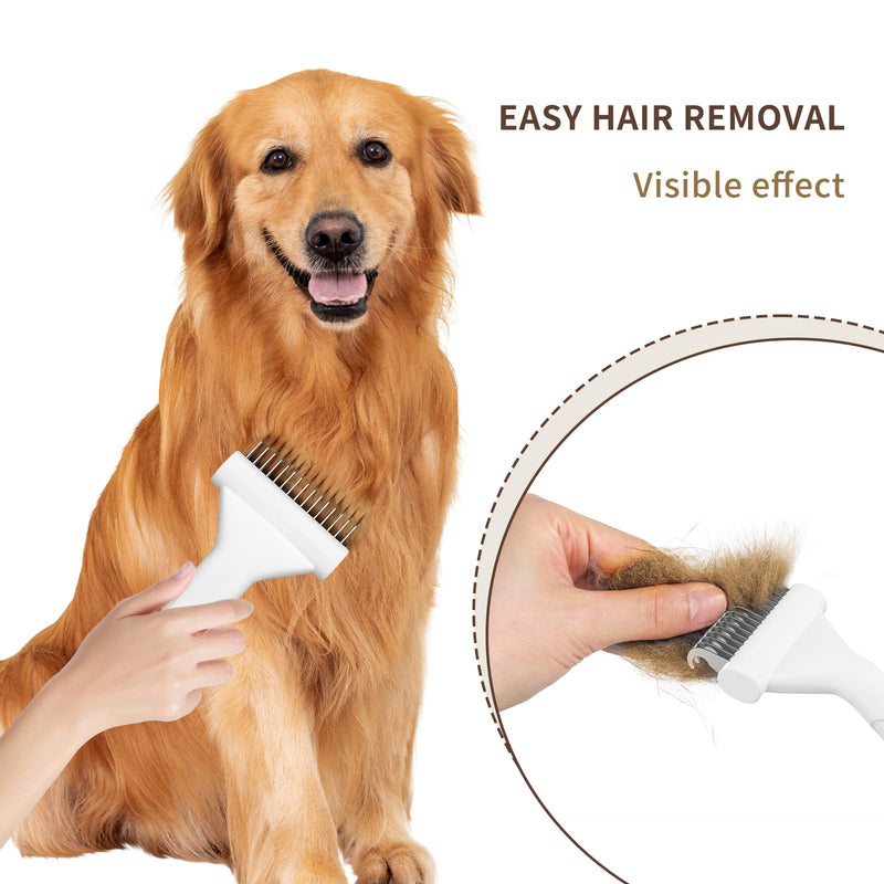 Dog Brush for Shedding cat deshedding grooming supplies for indoor short long hair pet dematting undercoat rake for brish poodle remove matted fur slicker best comb tool cepillo para perros. (White) White - PawsPlanet Australia