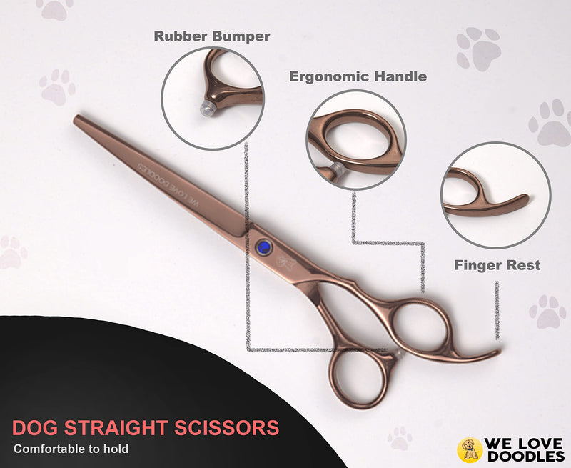 Dog Grooming Scissors Kit - Best Tools For Goldendoodles, Poodles & Doodles - Straight, Curved & Thinning Shears - Golden Doodle Grooming Kit - Professional Grade Steel, 4 Pc Set [We Love Doodles] Long Professional Series - PawsPlanet Australia