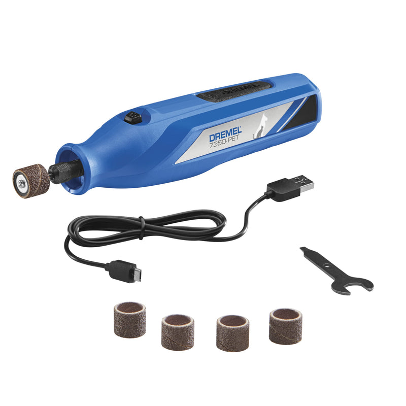 Dremel 7350-PET 4V Pet & Dog Nail Grinder, Professional Pet Grooming Kit - Works on Large, Medium, Small Dogs & Cats & 408 1/2-Inch Sander Bands, Coarse, 6 Pack, Purple New Model Tool + Sander Bands - PawsPlanet Australia