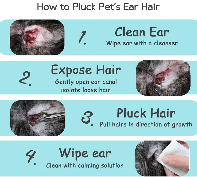 Dog Cleaning Tool for Ear Hair Removal with Serrated Tip & Strong Locked Grip | Pet Hair Remover Tweezers for Cat & Dog Grooming Kit