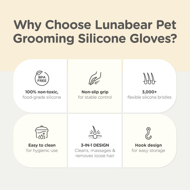 Pet Hair Remover Glove, Pet Grooming Silicone Gloves - Gentle Dog Shampoo Bath Glove, Bath Brush, Hair Removal Mitt, Shedding Brushes, Heat Resistant, Enhanced Five Finger Design - PawsPlanet Australia