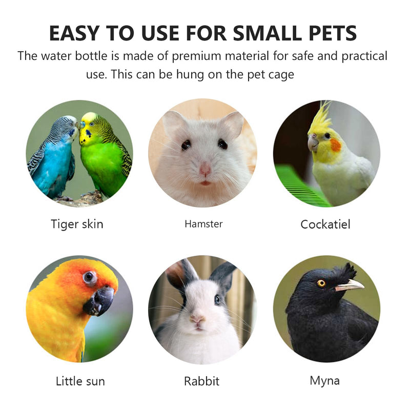 POPETPOP Bunny Water Fountain Pet Water Bottle Rabbit Water Dispenser, 2pcs Hamster Water Bottle, Small Pet Water Bowl for Rabbits Chinchillas Guinea Pigs Hamsters Flat Water Bottle 5.2X5.2X17CM - PawsPlanet Australia