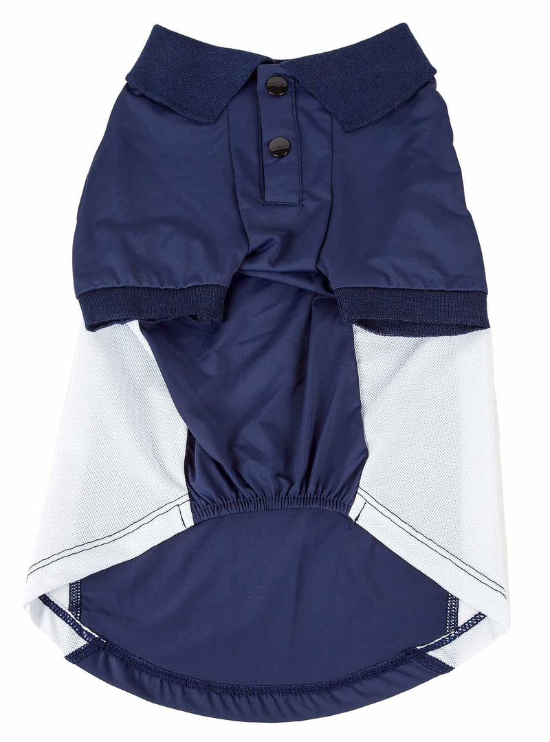Pet Life ® Active 'Barko Pawlo' Relax-Stretch Wick-Proof Performance Dog Polo T-Shirt, Medium, Navy Navy With White - PawsPlanet Australia