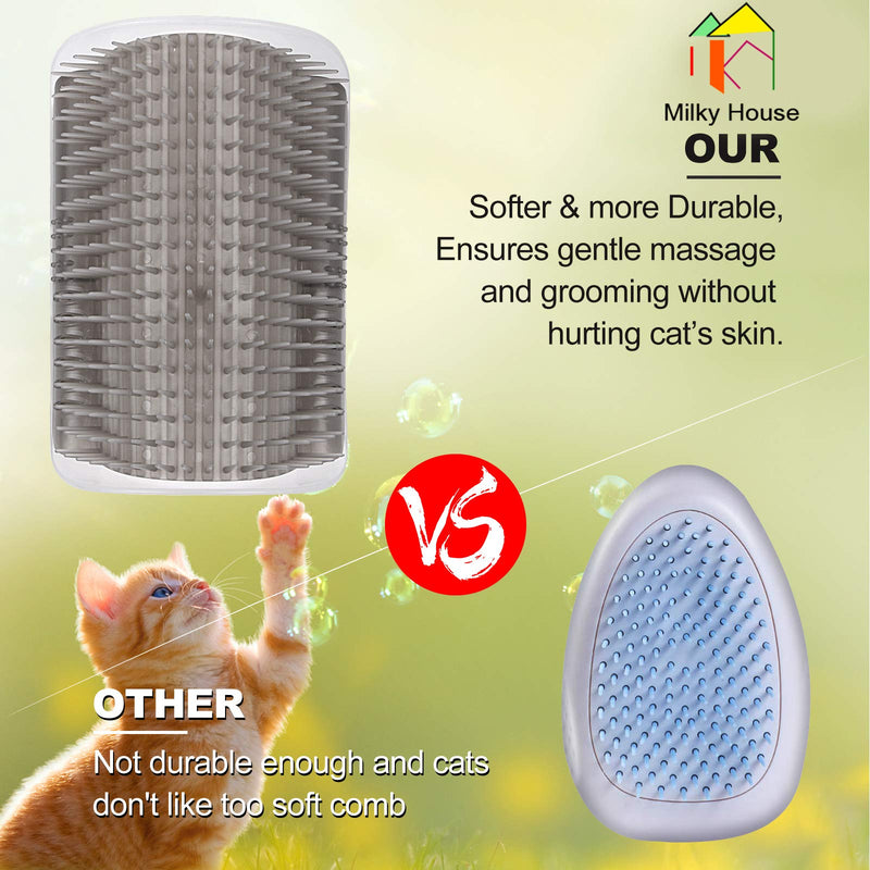 Cat Self Groomer Arch 4PCS Self Cleaning Slicker Brush Upgraded Cat Brushes Wall Corner for Shedding Grooming, Softer Massager Comb Interactive Toy for Short Long Haired Cats Fur Pets Dog Kitten Puppy Gray+Gray+Black+Black - PawsPlanet Australia