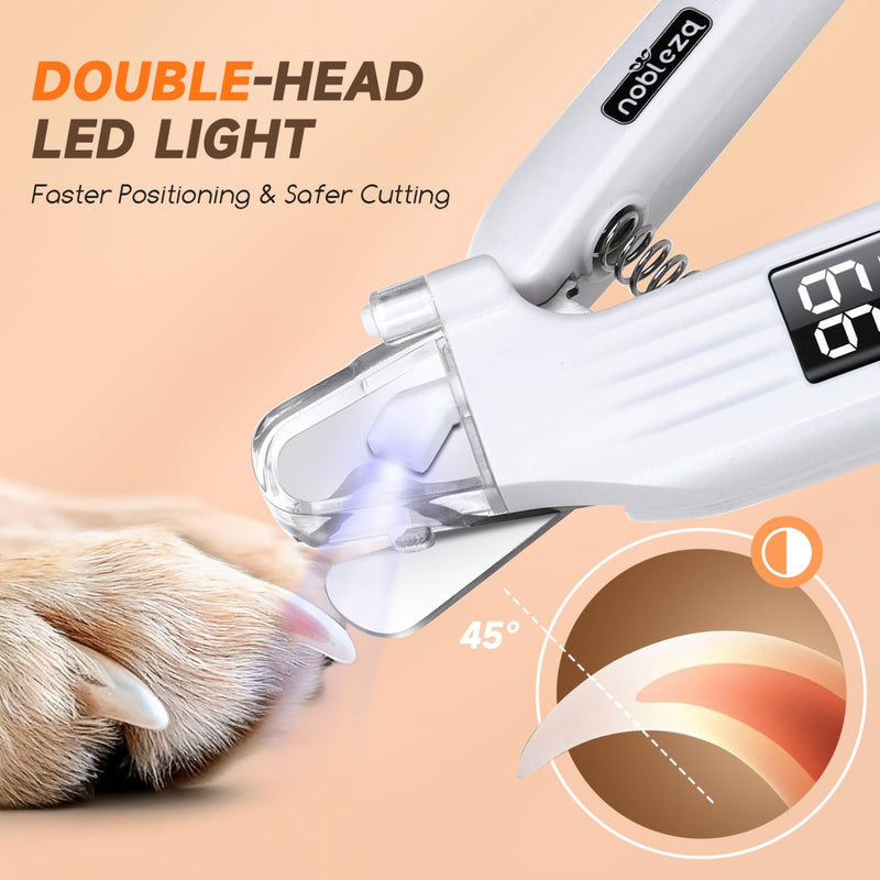 Nobleza 2 in 1 Small Dog Nails Clippers Puppy Nail Grinders, Puppy Claw Clipper Grinder Cutter-Dust-Proof Case, LED Screen, 2 Lights Pet Electric Nail Trimmer File for Small Dogs Rechargeable