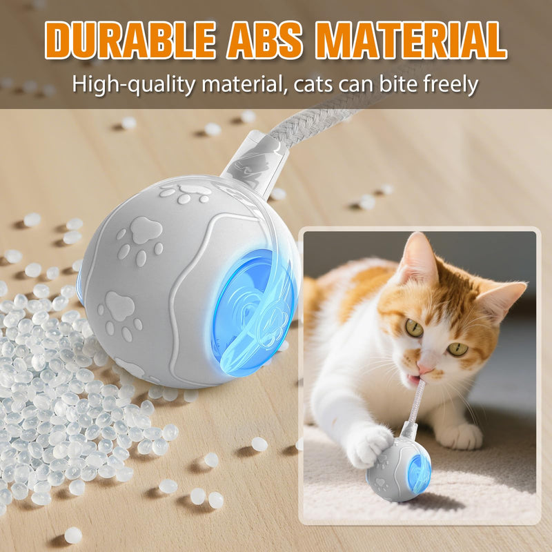 Interactive Cat Toys for Indoor,Automatic Moving Electric Rolling Pet Ball,Smart Teasing Toy for Kitty,3 Modes and USB Rechargeable,Tail 2.0 Cat Feather Toy Gray - PawsPlanet Australia