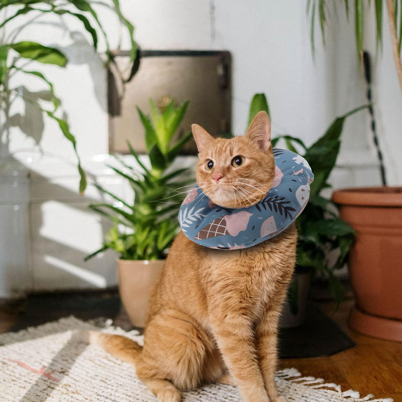 Alipis Adjustable Cotton Cat Protective Collar with Ice Cream Design Soft Conical Neck Cone Adjustable Strap Prevents Licking and Striking