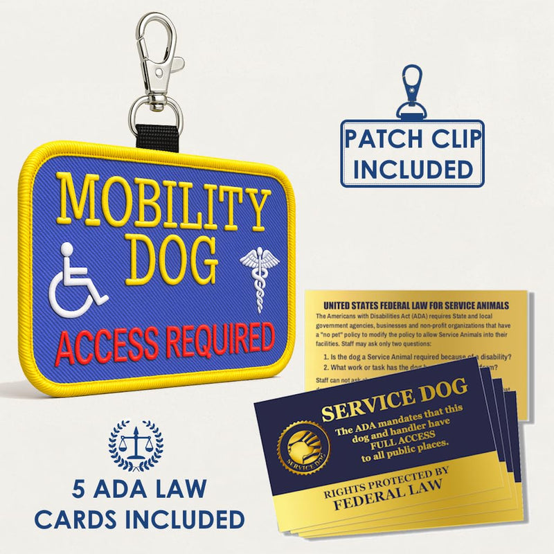 Service Dog in Training Clip-On ID Patch Tag - Includes 5 Federal Law Handout Cards - Clips to Vest, Harness, Collar, Leash, or Carrier - PawsPlanet Australia