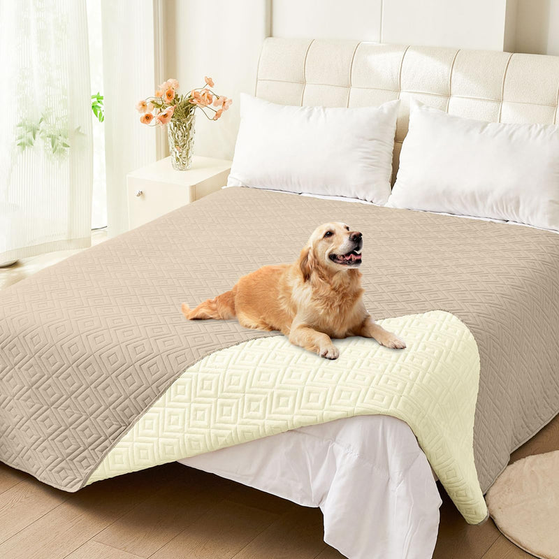 hyha Waterproof Dog Bed Blanket, Soft Pet Blankets 30x53 Inch and 82x102 Inch in Taupe/Beige, 2 Item Bundle - PawsPlanet Australia