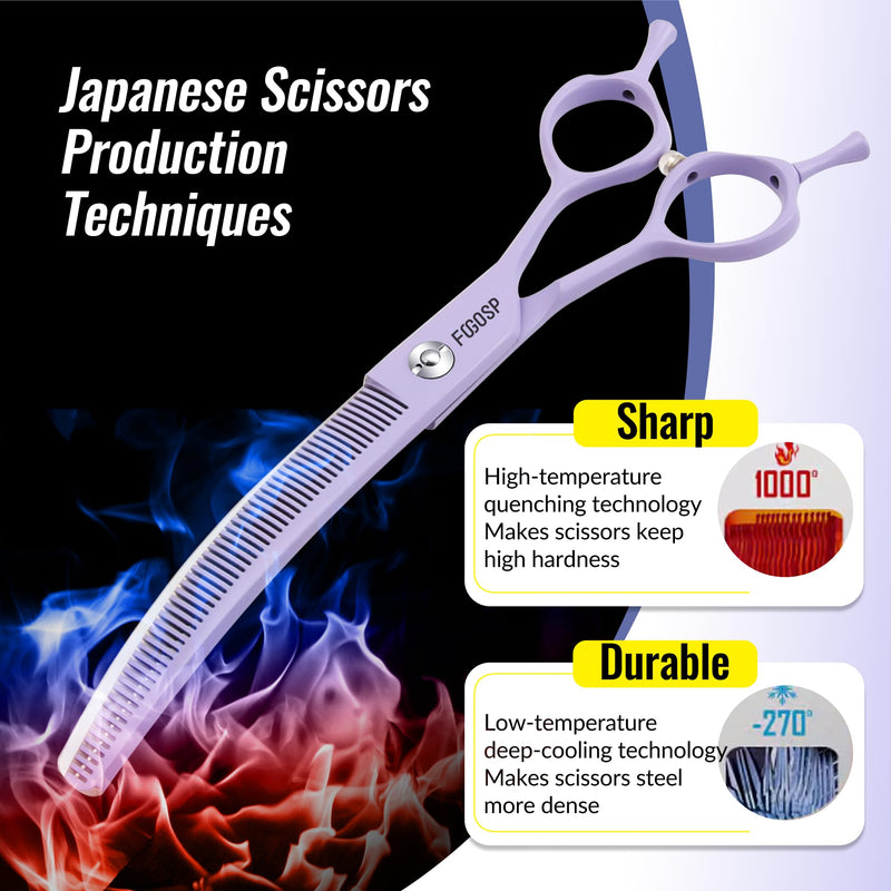 Professional Curved Thinning Shears Dog Grooming Scissors 6.5'' Macarone Series Purple Curve Thinner Scissors for Grooming Small Dogs Pet 48 Teeth Japan 440C(Curved Thinner,6.5) 6.5 in Curved Thinners Macaron Purple - PawsPlanet Australia