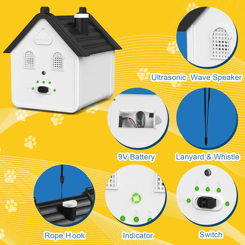Anti Barking Device, Ultrasonic Dog Barking Deterrent Devices Up to 50 Ft Range, Rechargeable Dog Barking Control Devices with 3 Modes, Bark Box Dog Barking Silencer Safe for Dogs & People - PawsPlanet Australia