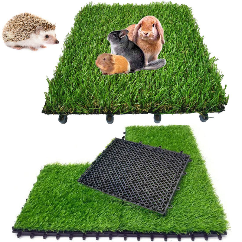 Hamiledyi Artificial Rabbit Grass Mat,Dog Grass Pee Pads,Artificial Turf Pet Grass Mat for Puppy Potty Bunny Chinchilla Guinea Pig TrainerFloor Plastic Mats Feet Pads Indoor Outdoor Fake Grass 2pcs