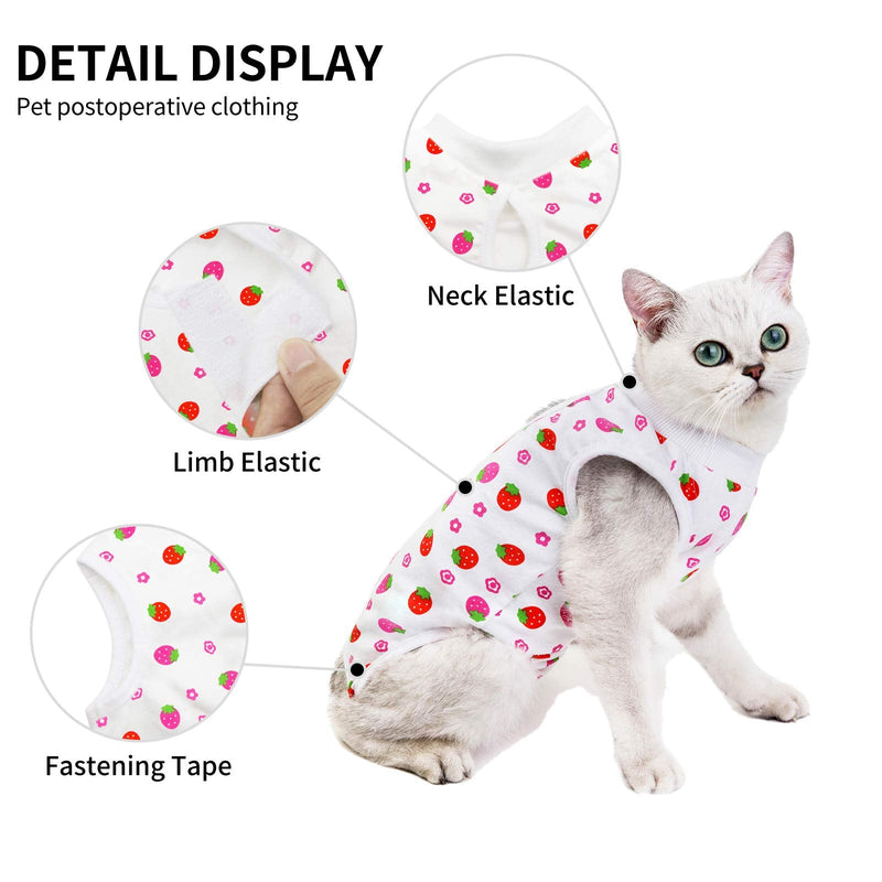 Cat Professional Surgical Recovery Suit,E-Collar Alternative for Cats Dogs,After Surgery Wear, Pajama Suit,Home Indoor Pets Clothing Strawberry M Medium