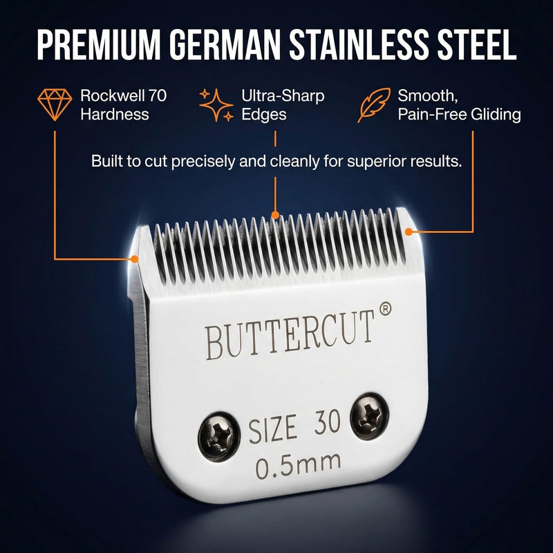 Geib Buttercut Stainless Steel Dog Clipper Blade, Size-30, 1/50-Inch Cut Length, Gray, White 30