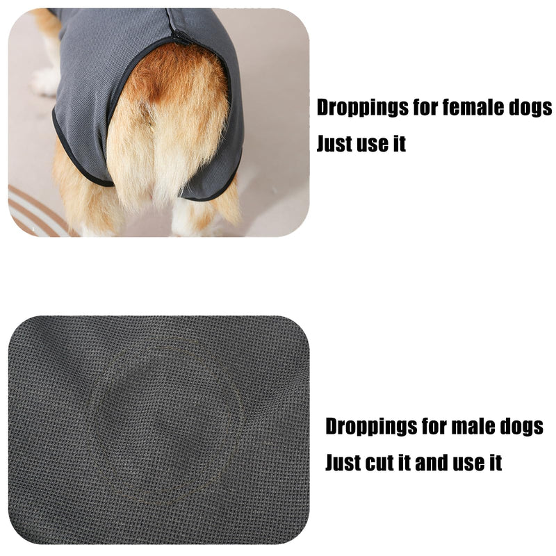 Dog Recovery Suit Female, Grey Surgical Recovery Suit Post Op with Button Design, Breathable Dog Vest Body Suits After Surgery, Anti-Lick Wound Protection for 4-9KG Pets