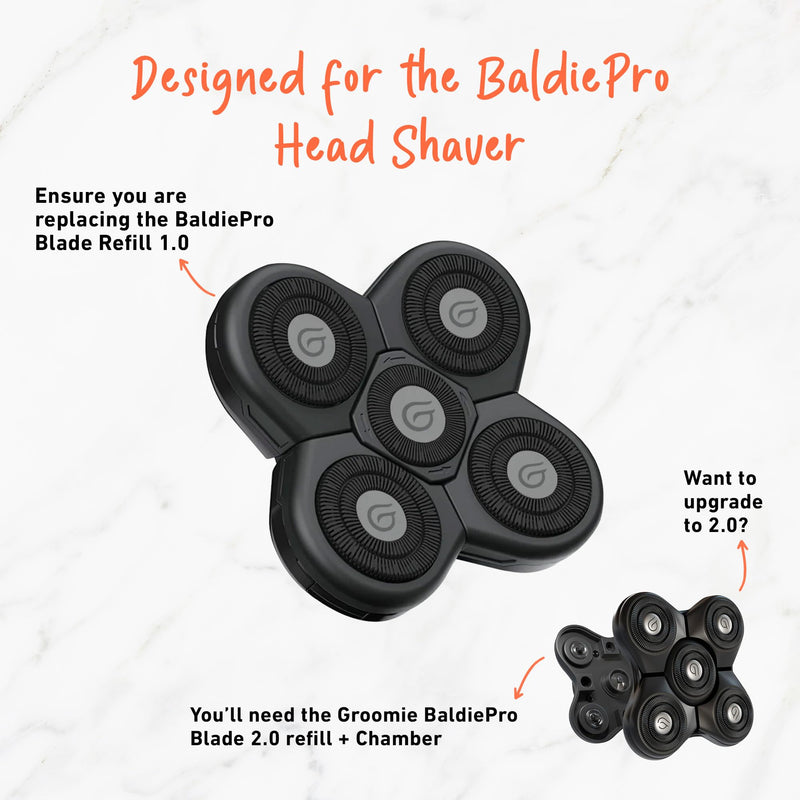 Groomie BaldiePro Cordless Bald Head Shavers for Men, Blade Refill - Waterproof Electric Head Shavers Replacement Head - Men's Rotary Head Razor for Bald Men for Smooth Shave Blade Refill 1.0 - PawsPlanet Australia