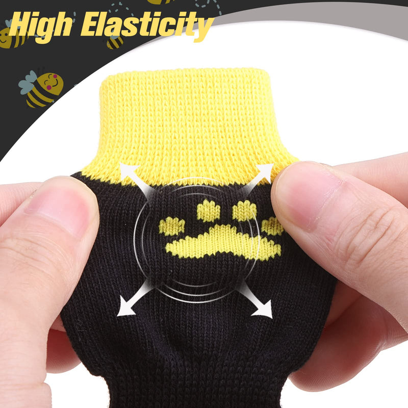 EXPAWLORER Anti Slip Dog Socks to Prevent Licking Paws,Winter Dog Boots & Paw Protectors,Dog Booties for Hardwood Floors with Grippers,Dog Shoes for Hot/Cold Pavement Small Medium Large Senior Dog Bee