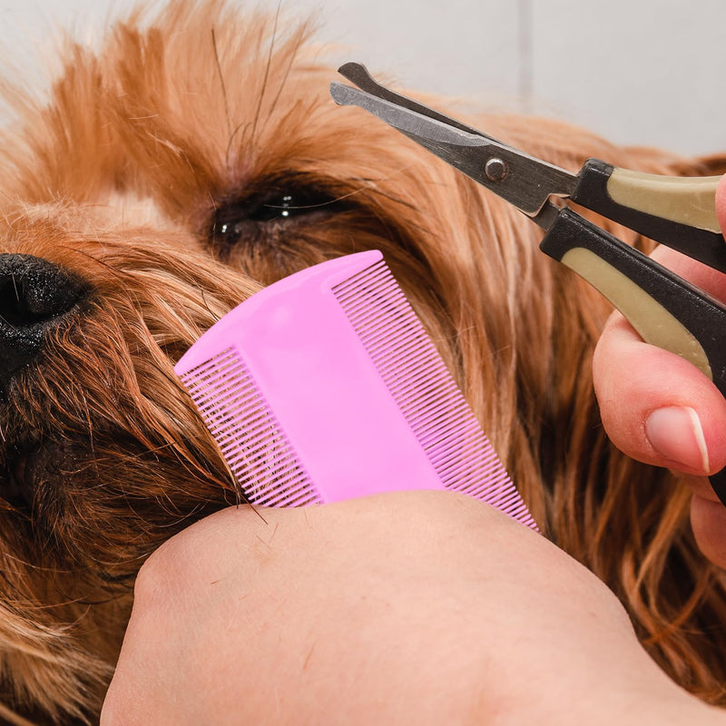 Flea Comb for Dogs and Cats, 2 Pcs Stainless Steel Fine Tooth Dog Hair Combs, Pet Grooming Comb for All Types of Pets Hair, with Ergonomic Rubber Handle, Health Benefits - PawsPlanet Australia