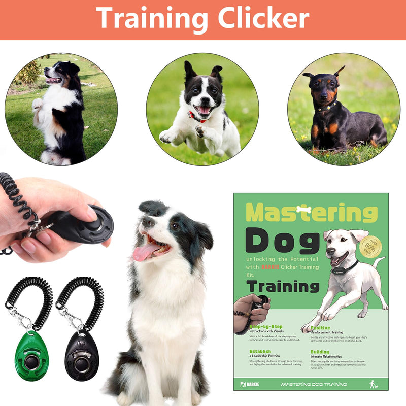 BARKIE Dog Training Kit - Treat Pouch, Pet Training Fanny Pack, 2 Puppy Training Clickers, Ultrasonic Silent Whistle, 2-in-1 Whistle Clicker, Clicker Training Guide Booklet, Dog Poop Bag (Black) Black - PawsPlanet Australia