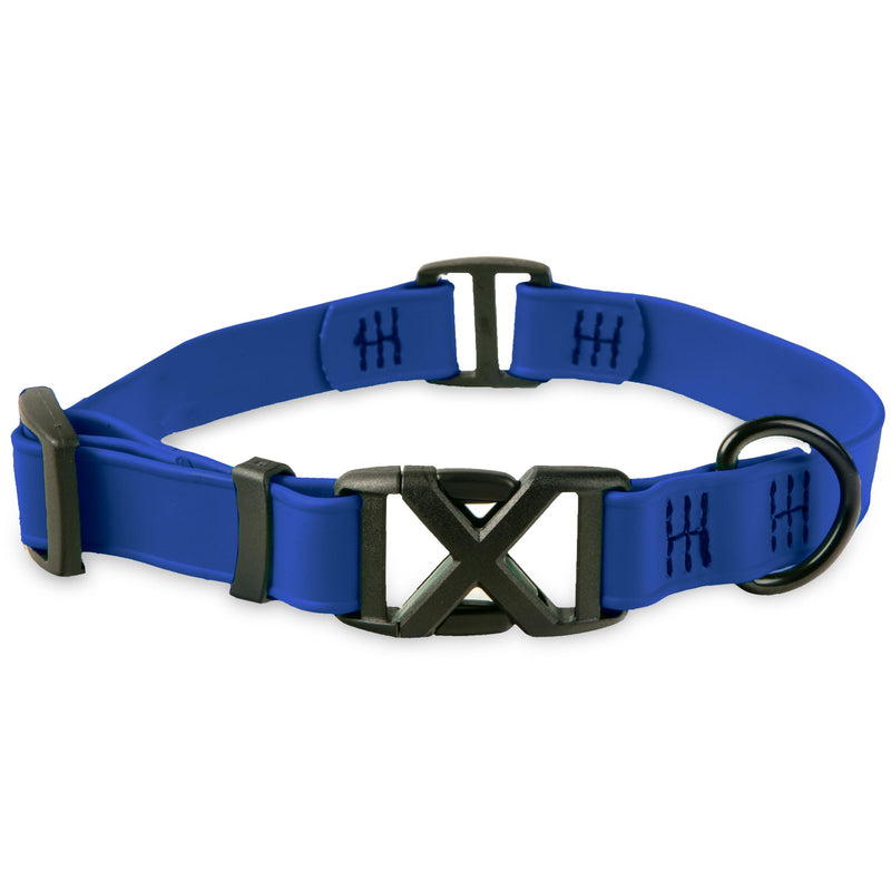 Light Duty Biothane Dog Collar - Cobalt Blue, Waterproof, Odor Proof, Lightweight, Made in The USA, Curved Quick Release Plastic Buckle, Large 19-22" Neck L19-22" x W1" - PawsPlanet Australia