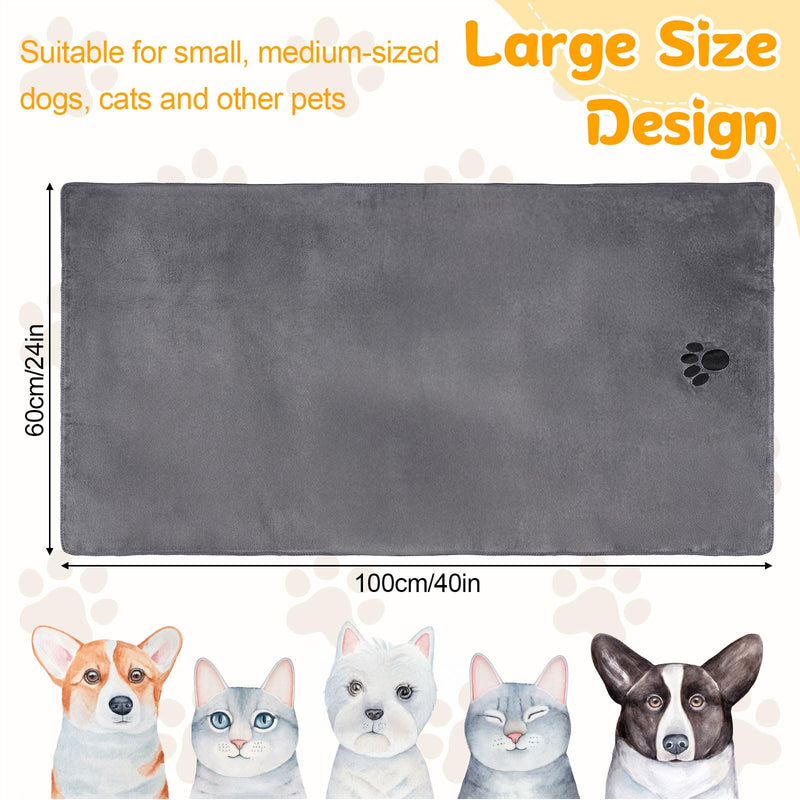Dog Towels for Drying Dogs Large, Absorbent Microfiber Dogs Bath Towel, 40 x 24 Inch Soft Pet Grooming Towel, Dog Shower & Bath Supplies(Grey) 40"X23.6" Gray - PawsPlanet Australia