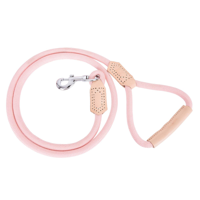 Mile High Life | Premium Leather Dog Leash | Strong Rope Leash | Leather Handle | Zinc Alloy Strong Clasp | Small Medium Large Dogs | 4/5/6 Feet(Pink, 48 Inch (Pack of 1)) 48 Inch-1/2" Leather handle-Pink - PawsPlanet Australia