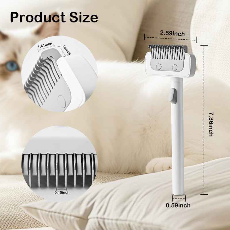 Cat Brush cat grooming supplies Gently Removes Loose Undercoat Mats, Tangled Hair and Soothes Skin. Ideal for Long and Short Haired Pets. (White) White