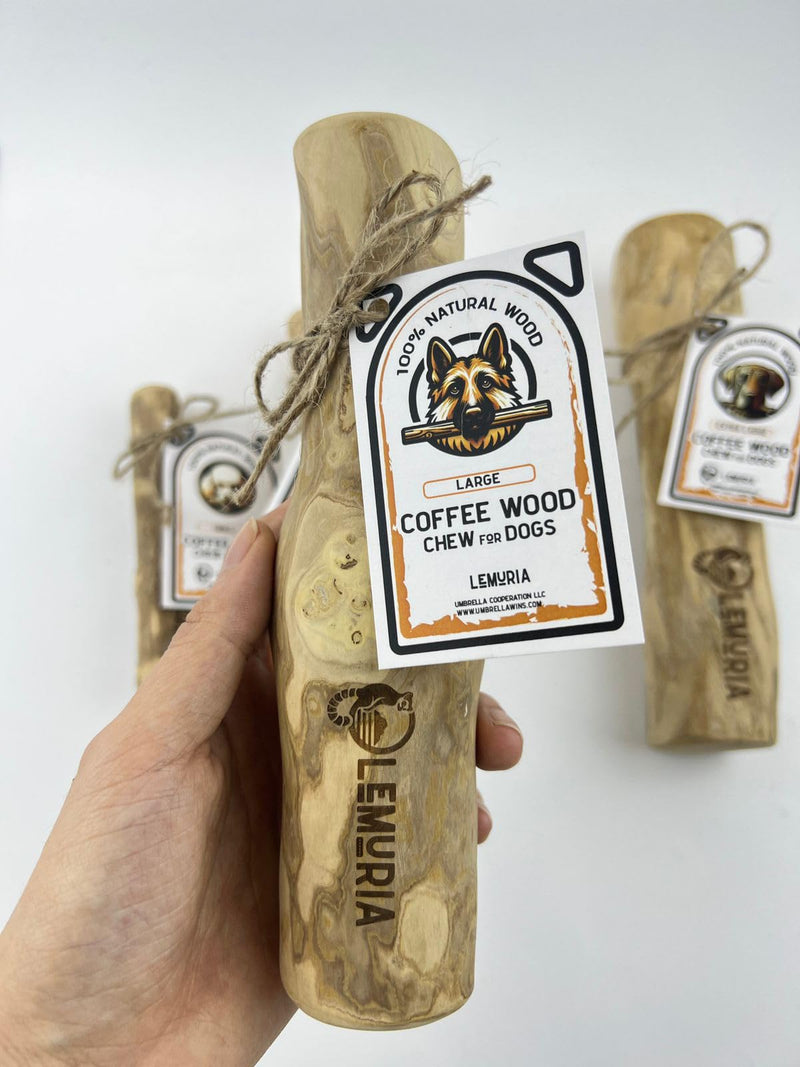 LEMURIA Coffee Wood Dog Chew Stick Toy, Natural Durable Real Wooden Bone Sticks for Dogs, Safe Dental Cleaning Chews for Teething Puppy, Stress Relief Toys for Large Dogs (Large) - PawsPlanet Australia