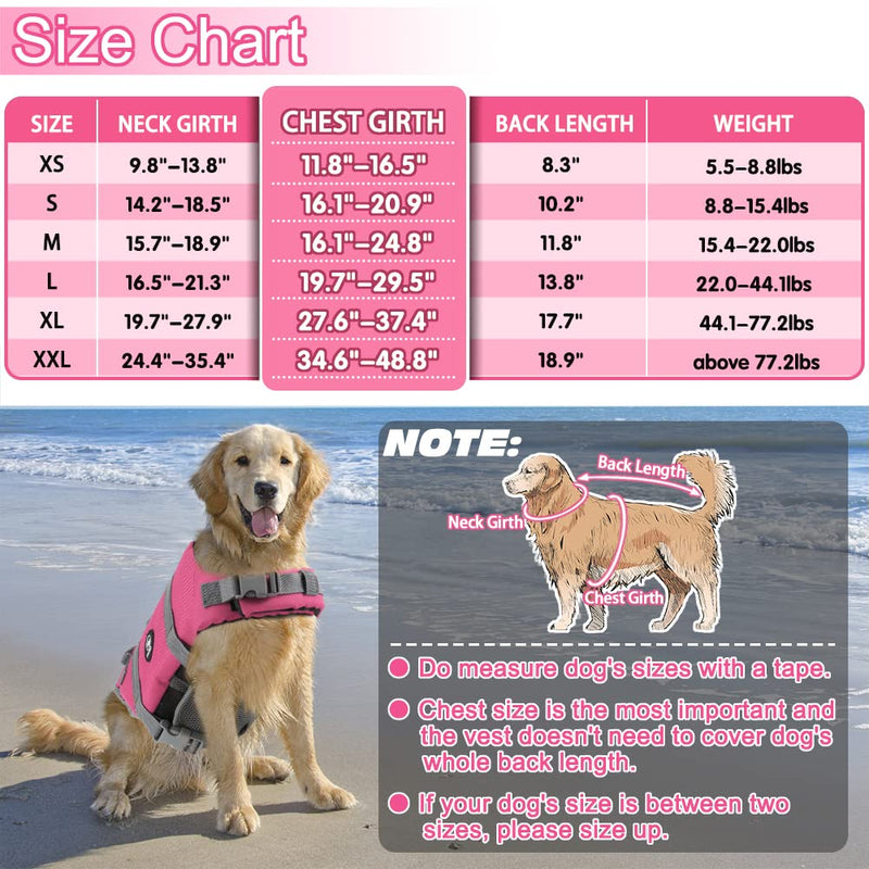 EMUST Dog Life Preserver, Dog Life Vests for Swimming, Beach Boating with High Buoyancy, Dog Flotation Vest for Small/Medium/Large Dogs, L, NewSolidpink - PawsPlanet Australia