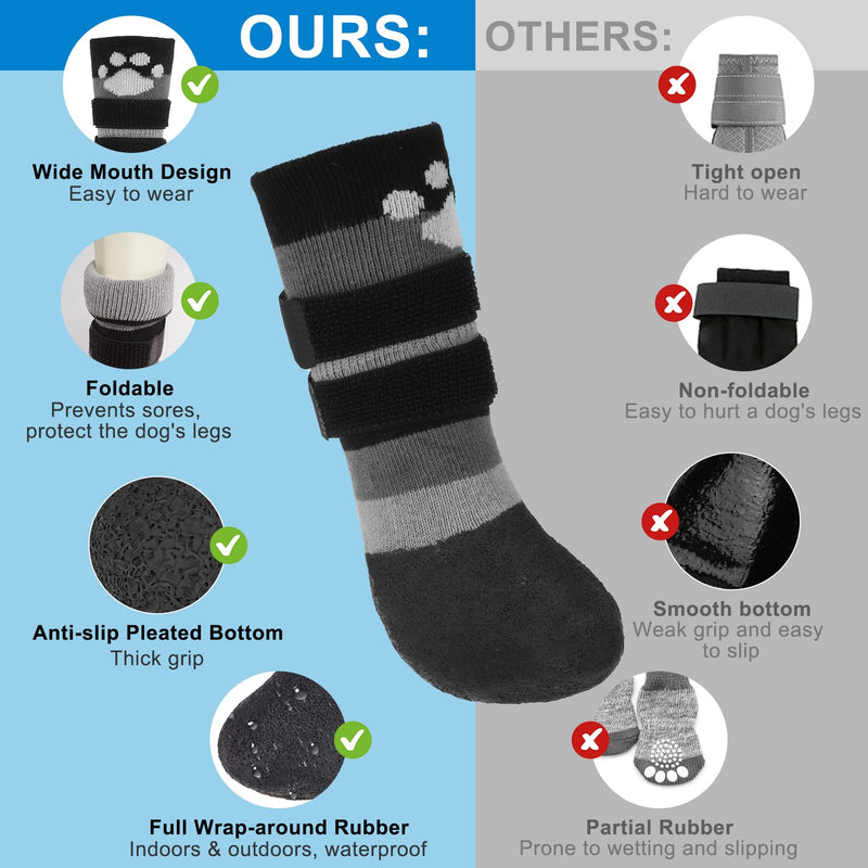 BEAUTYZOO Anti Slip Dog Socks Boots, Dog Shoes for Hot/Cold Pavement Snow Rain Days,Waterproof Grip Dog Booties Paw Protector for Hardwood Floor, Prevent Licking for Small Medium Large Senior Old Dogs - PawsPlanet Australia