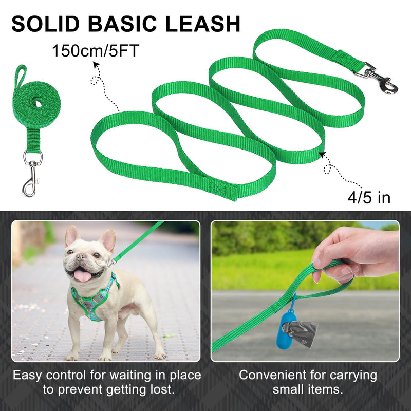 BEAUTYZOO Step in Dog Harness Collar and Leash Set for Small Medium Large Dogs, No Pull No Choke Puppy Harness, Soft Mesh Reflective Pet Padded Vest Adjustable for Doggie Girl or Boy,French Bulldog L (Chest 20"-25", Collar 14"-20") Green Leaves - PawsPlanet Australia