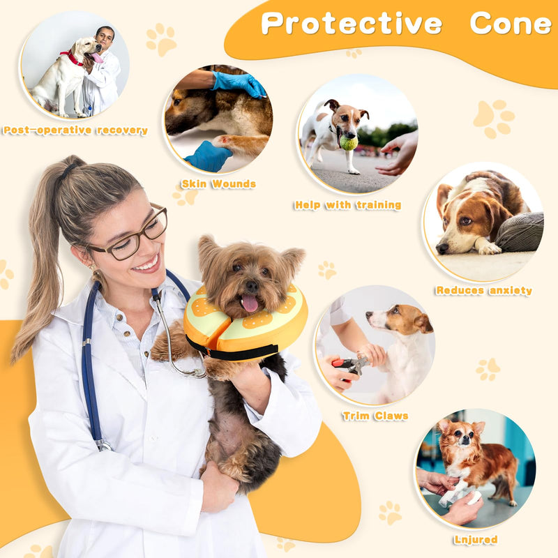 Sivomens Dog Cone, Protective Inflatable Dog Collar for Jumbo Dogs, Soft Adjustable Pet Recovery Cone After Surgery, Washable Dog Donut Collar Prevents Licking Wounds & No Blocking Vision, XL(18"-24") X-Large(Neck:18"-24") Yellow - PawsPlanet Australia