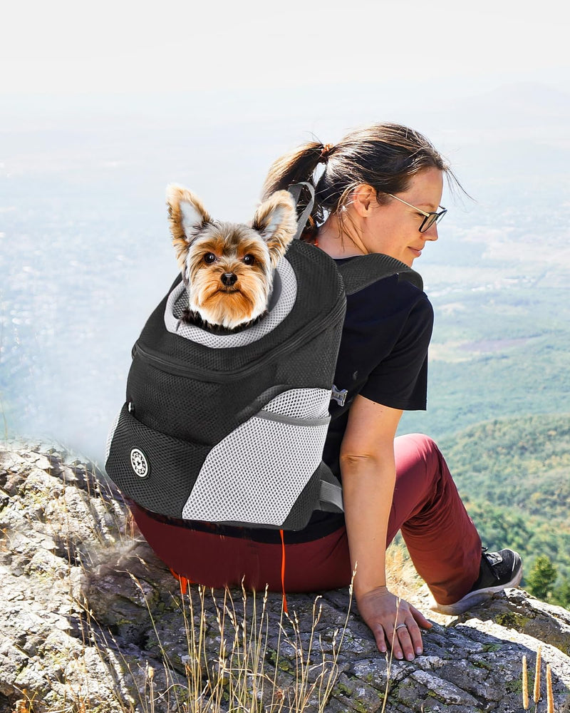 Pet Carrier Backpack,Breathable Dog Backpack Carrier with Adjustable Straps,Side Storage Pockets,Dog Head-Out Backpacks with Safety Belt,Puppy Front and Back Carriers for Small Dogs Cats L Black - PawsPlanet Australia