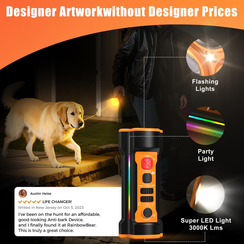 Dog Bark Deterrent Devices 2025 Release Anti Barking Device for Dogs Barking Silencer in 55FT Indoor Outdoor 3X Head Anti Bark Device with Flashlight &Party Flashlight Portable Training Tool CLASSIC - PawsPlanet Australia