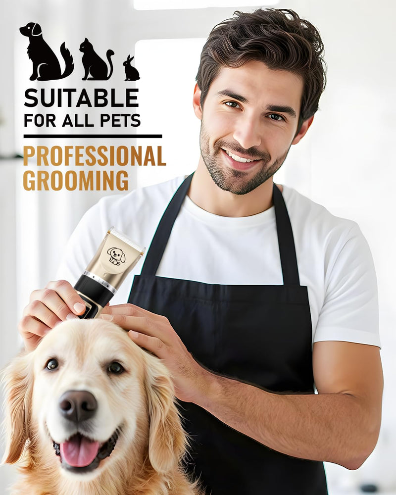 Dog Clippers, Rechargeable Low Noise Cordless Pet Clippers, with 4 Guide Combs and Cleaning Brush Nail Kits 1 Count (Pack of 1)